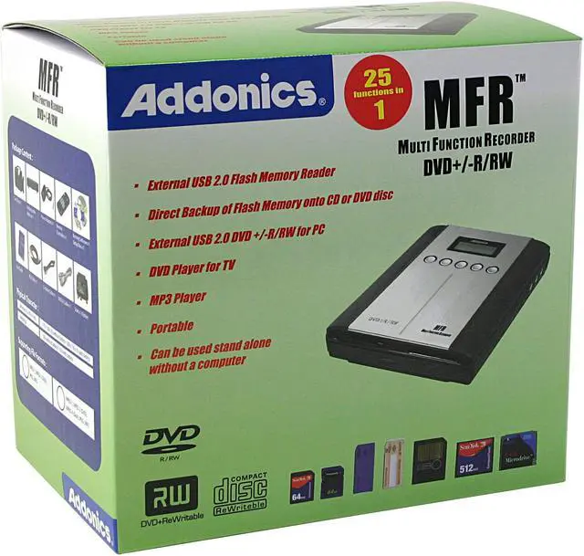 Alt view image 9 of 9 - Addonics USB 2.0 External DVD Burner Model AEMFR842D