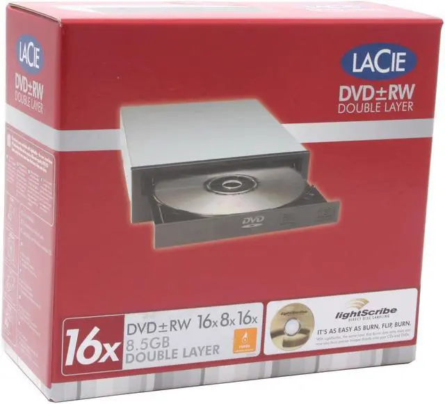 Alt view image 5 of 5 - LACIE Black 16X DVD+R 8X DVD+RW 8X DVD+R DL 16X DVD-R 6X DVD-RW 16X DVD-ROM 48X CD-R 32X CD-RW 40X CD-ROM 2M Cache IDE DVD Burner w/ LightScribe Technology