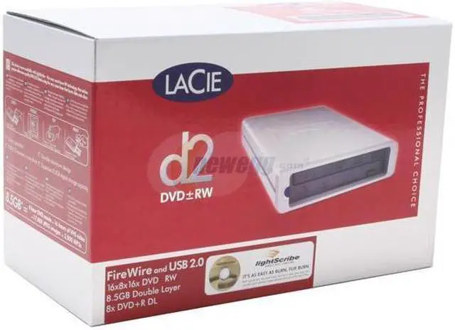 Alt view image 4 of 4 - LACIE Black 16X DVD+R 8X DVD+RW 8X DVD+R DL 16X DVD-R 6X DVD-RW 16X DVD-ROM 48X CD-R 32X CD-RW 48X CD-ROM 2M Cache IEEE 1394 / USB 2.0 External DVD Burner with LightScribe Model 300978