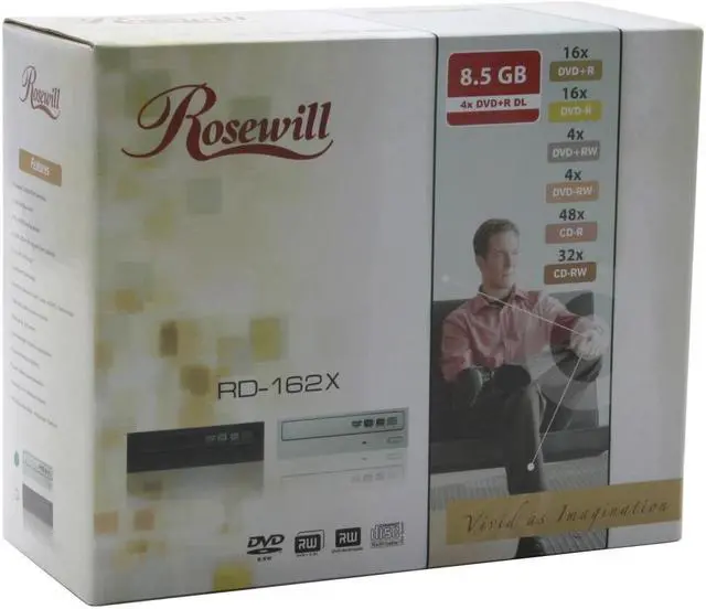 Alt view image 4 of 4 - Rosewill DVD Burner 16X DVD+R 4X DVD+RW 4X DVD+R DL 16X DVD-R 4X DVD-RW 16X DVD-ROM 48X CD-R 32X CD-RW 48X CD-ROM Gray IDE Model RD-162X Gray