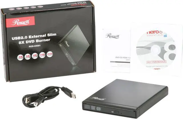 Alt view image 4 of 4 - Rosewill USB 2.0 Slim8x DVD Writer External Optical Drive for PC Model ROD-EX001 Black