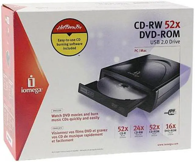 Alt view image 4 of 4 - iomega Black 16X DVD-ROM 52X CD-R 24X CD-RW 52X CD-ROM 2M Cache USB 2.0 External Combo Drive Model 32886