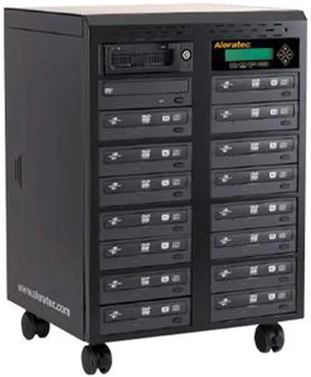 Main image of Aleratec 1 to 15 20X DVD+R 8X DVD+RW 8X DVD+R DL 20X DVD-R 6X DVD-RW 12X DVD-RAM 48X CD-R 32X CD-RW CD/DVD Duplicator LightScribe Support Model 260178