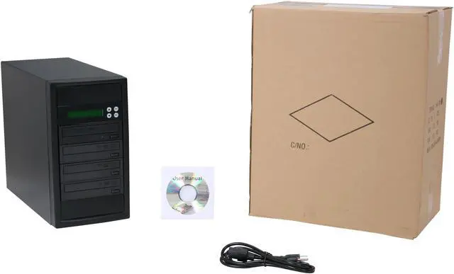 Alt view image 5 of 5 - VINPOWER Black 1 to 3 24X DVD+R 8X DVD+RW 12X DVD+R DL 24X DVD-R 6X DVD-RW 48X CD-R 32X CD-RW Econ Series SATA 24X DVD/CD Tower Duplicator Model Econ-S3T-DVD-BK