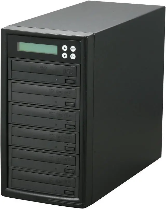 Main image of VINPOWER Black 1 to 5 24X DVD+R 8X DVD+RW 12X DVD+R DL 24X DVD-R 6X DVD-RW 48X CD-R 32X CD-RW Econ Series SATA 24X DVD/CD Tower Duplicator Model Econ-S5T-DVD-BK