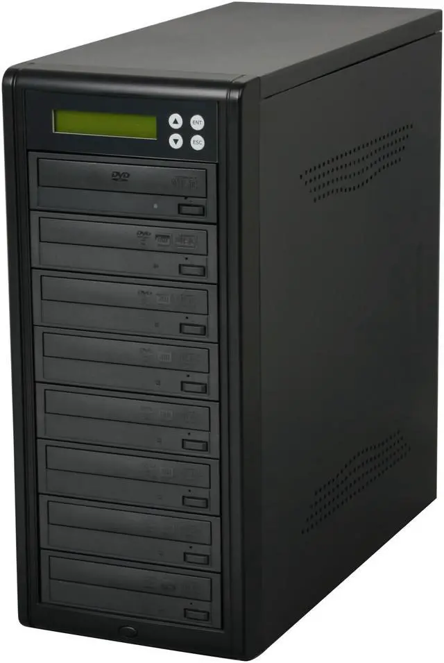 Main image of VINPOWER Black 1 to 7 24X DVD+R 8X DVD+RW 12X DVD+R DL 24X DVD-R 6X DVD-RW 48X CD-R 32X CD-RW Econ Series SATA 24X DVD/CD Tower Duplicator Model Econ-S7T-DVD-BK