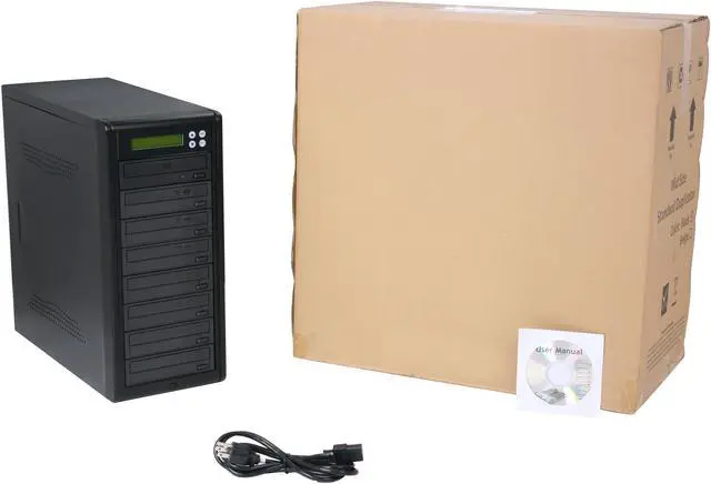 Alt view image 5 of 5 - VINPOWER Black 1 to 7 24X DVD+R 8X DVD+RW 12X DVD+R DL 24X DVD-R 6X DVD-RW 48X CD-R 32X CD-RW Econ Series SATA 24X DVD/CD Tower Duplicator Model Econ-S7T-DVD-BK