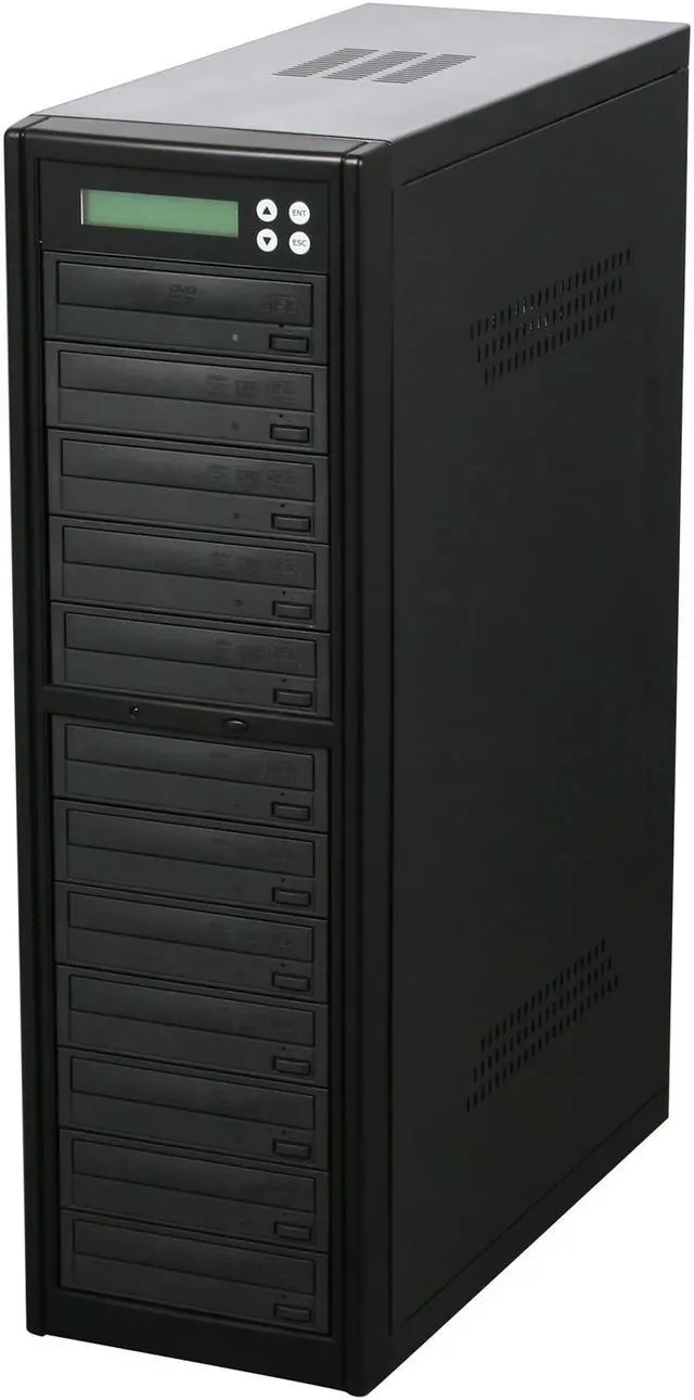 Main image of VINPOWER Black 1 to 11 24X DVD+R 8X DVD+RW 12X DVD+R DL 24X DVD-R 6X DVD-RW 48X CD-R 32X CD-RW Econ Series SATA 24X DVD/CD Tower Duplicator Model Econ-S11T-DVD-BK