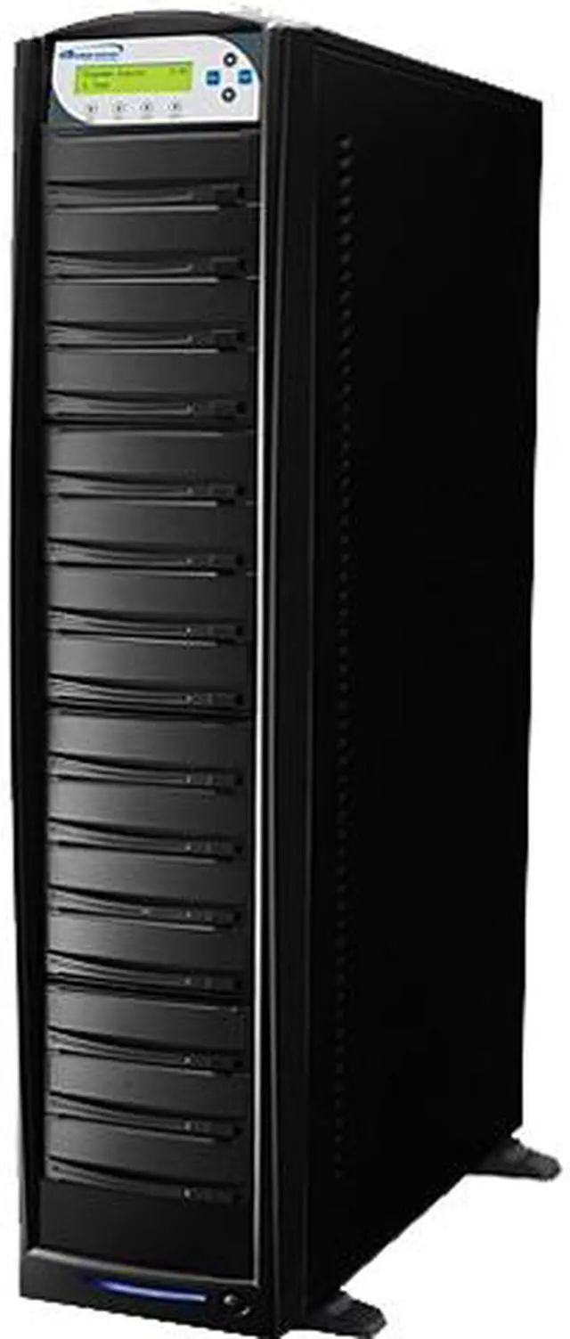 Main image of VINPOWER Black 1 to 14 12X DVD+R 8X DVD+RW 12X DVD+R DL 24X DVD-R 6X DVD-RW 40X CD-R 32X CD-RW SharkCopier DVD/CD Tower Duplicator with 320GB Hard Drive Model SHARK-S14T-BK