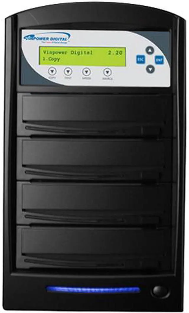 Main image of VINPOWER Black 1 to 3 12X DVD+R 8X DVD+RW 12X DVD+R DL 24X DVD-R 6X DVD-RW 40X CD-R 32X CD-RW SharkCopier DVD/CD Tower Duplicator with 320GB Hard Drive Model SHARK-S3T-BK