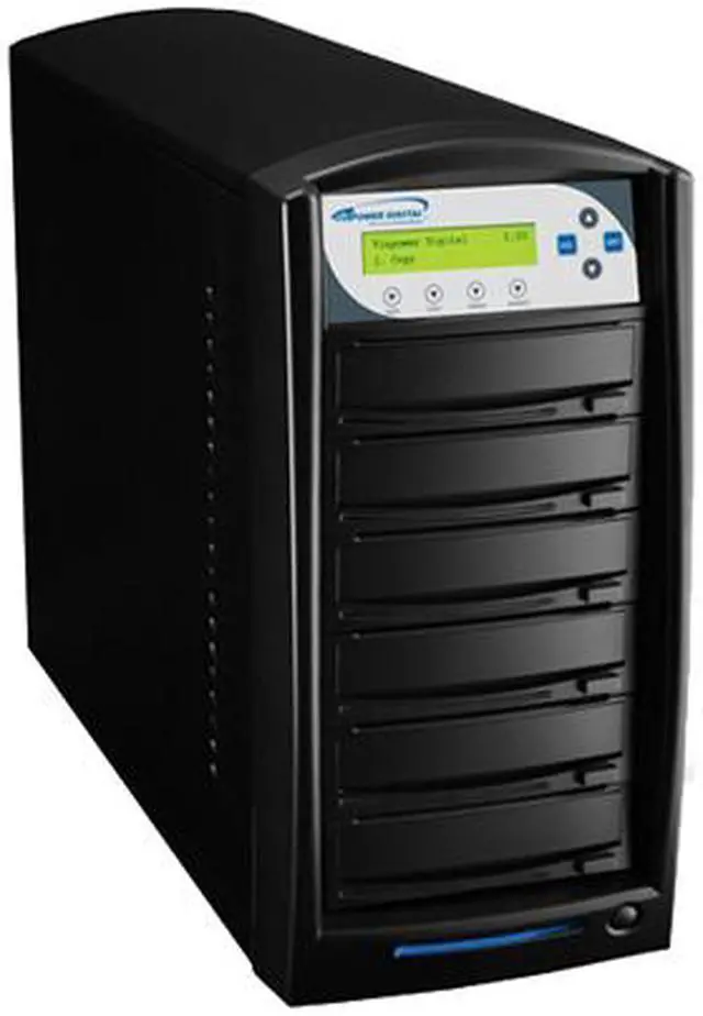 Alt view image 2 of 4 - VINPOWER Black 1 to 5 12X DVD+R 8X DVD+RW 12X DVD+R DL 24X DVD-R 6X DVD-RW 40X CD-R 32X CD-RW SharkCopier DVD/CD Tower Duplicator with 320GB Hard Drive Model SHARK-S5T-BK