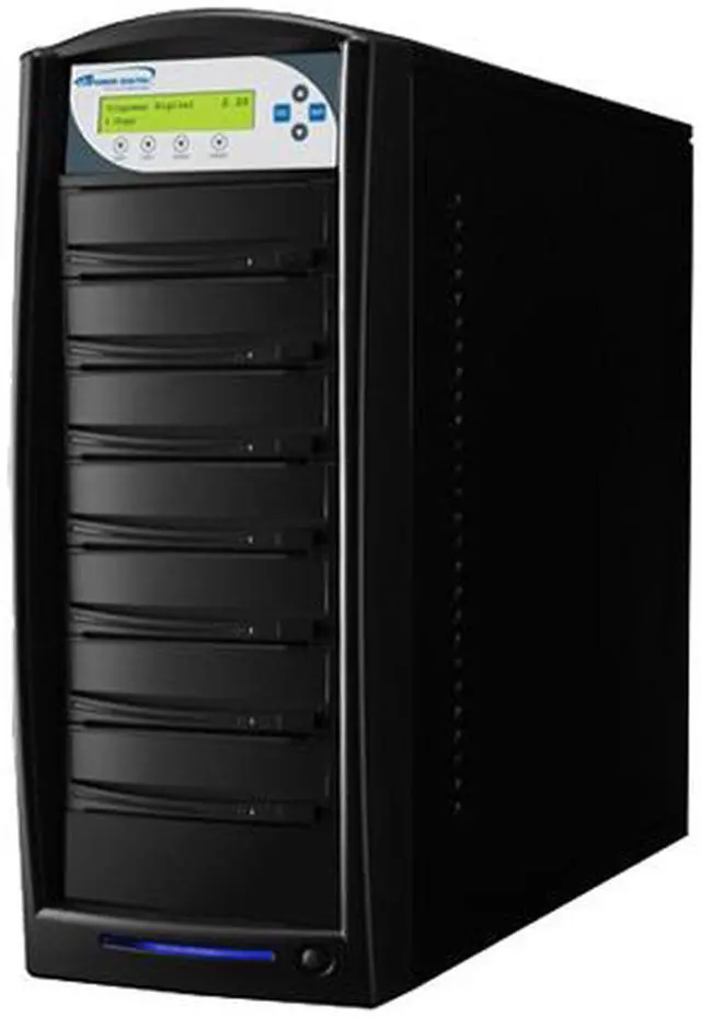 Alt view image 2 of 4 - VINPOWER Black 1 to 6 12X DVD+R 8X DVD+RW 12X DVD+R DL 24X DVD-R 6X DVD-RW 40X CD-R 32X CD-RW SharkCopier DVD/CD Tower Duplicator with 320GB Hard Drive Model SHARK-S6T-BK