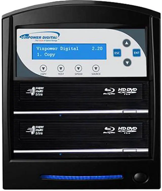 Main image of Vinpower SharkBluCP 1 to 2 Blu-ray DVD CD BDXL Burner Duplicator Add Copy Protection Copier Model SharkBluCP-S2T-BK