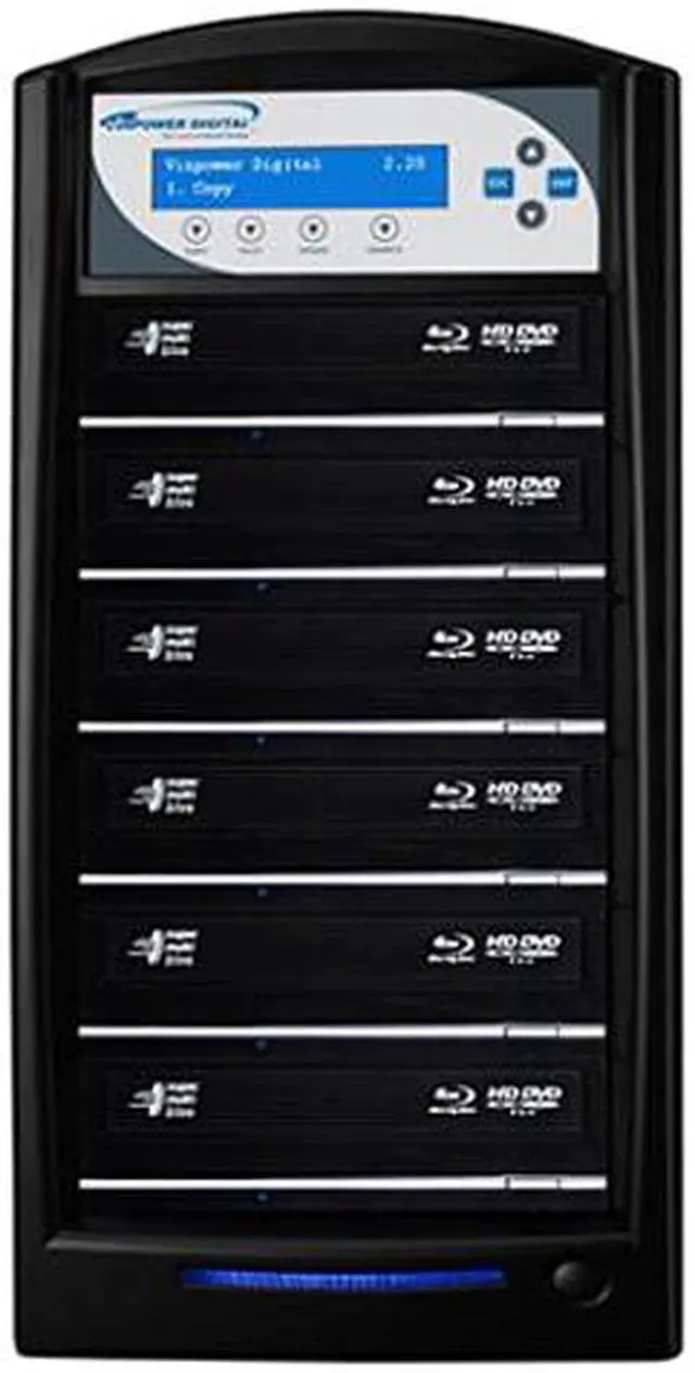 Main image of Vinpower SharkBluCP 1 to 6 Blu-ray DVD CD BDXL Burner Duplicator Add Copy Protection Copier Model SharkBluCP-S6T-BK