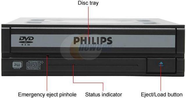 Alt view image 2 of 5 - PHILIPS Black 20X DVD+R 8X DVD+RW 8X DVD+R DL 20X DVD-R 8X DVD-RW 12X DVD-RAM 16X DVD-ROM 48X CD-R 24X CD-RW 48X CD-ROM 2MB Cache IDE interface (ATAPI) DVD Burner