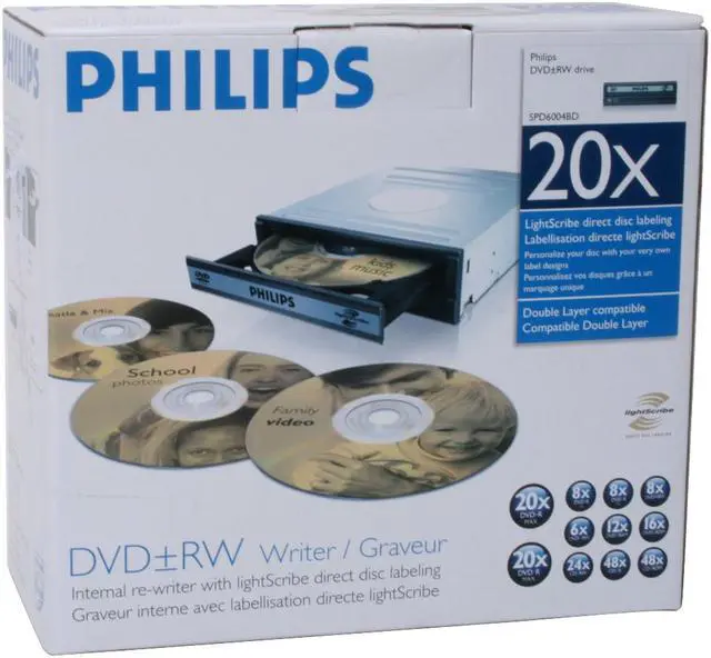 Alt view image 5 of 5 - PHILIPS 20X DVD±R DVD Burner with LightScribe 20X DVD+R 8X DVD+RW 8X DVD+R DL 20X DVD-R 6X DVD-RW 16X DVD-ROM 48X CD-R 24X CD-RW 48X CD-ROM 2-Tone IDE Model SPD6004BD LightScribe Support