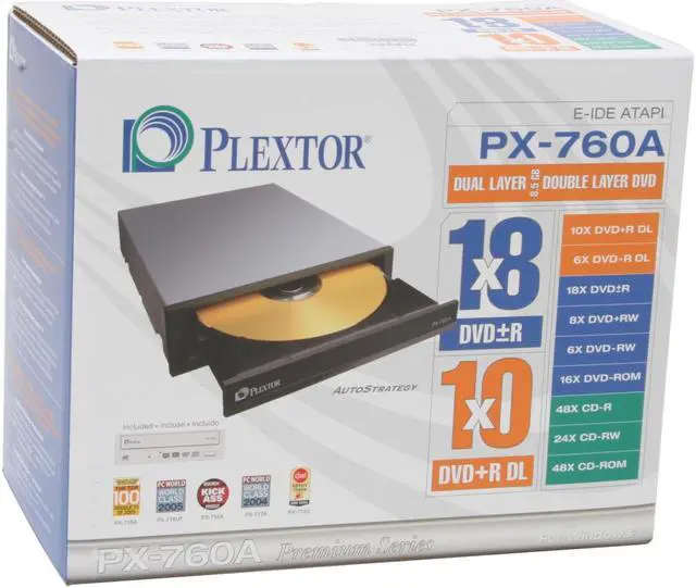 Alt view image 4 of 4 - PLEXTOR Black 18X DVD+R 8X DVD+RW 10X DVD+R DL 18X DVD-R 6X DVD-RW 16X DVD-ROM 48X CD-R 24X CD-RW 48X CD-ROM 2M Cache E-IDE/ATAPI DVD Burner included Replaceable beige front bezel