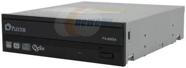 Main image of PLEXTOR 20X DVD Super Multi Qflix Drive 20X DVD+R 8X DVD+RW 8X DVD+R DL 20X DVD-R 6X DVD-RW 16X DVD-ROM 48X CD-R 32X CD-RW 48X CD-ROM Black SATA Model PX-806SA SW