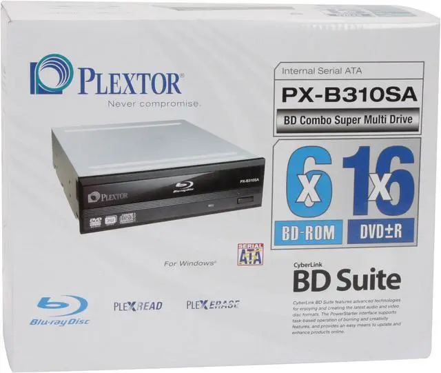 Alt view image 6 of 6 - PLEXTOR Black 6X BD-ROM 16X DVD-ROM 48X CD-ROM SATA Internal Blu-Ray DVD Combo Super Multi Drive Model PX-B310SA SW