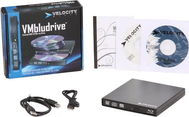 Alt view image 4 of 4 - Velocity Micro Black 4X BD-ROM 8X DVD-ROM USB 2.0 External Blu-ray Drive