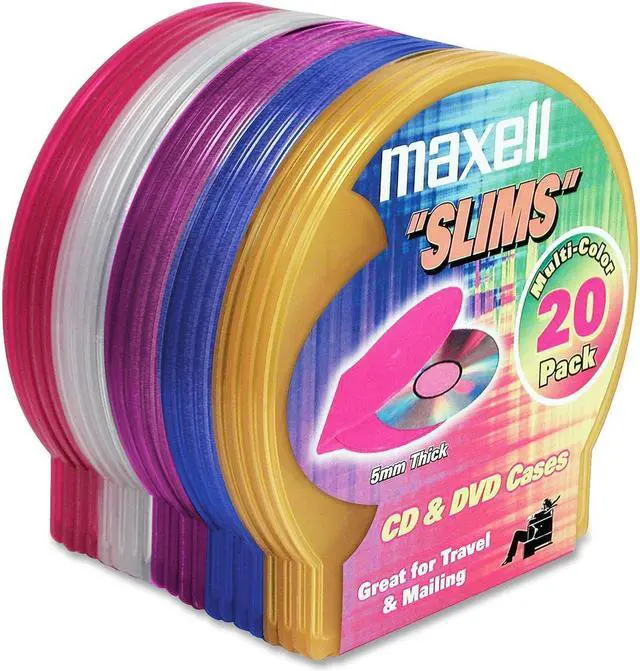 Main image of maxell 190073 Slim 5mm C-Shell Cases - 20PK - Assorted Colors