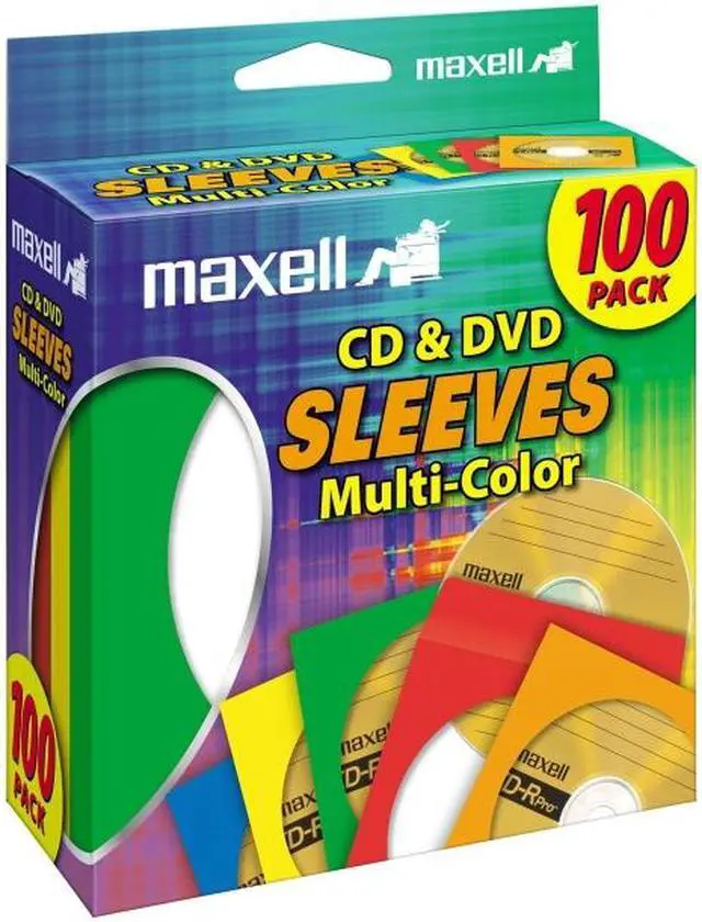 Main image of maxell 190132 Multi-Color CD & DVD Sleeves - 100 Pack (CD-403)