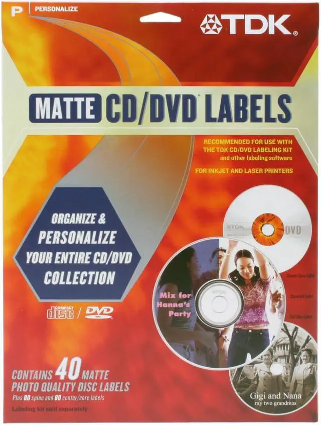 Main image of TDK CDL-40WMA RTL 40 Packs Matte CD/DVD Label Refills