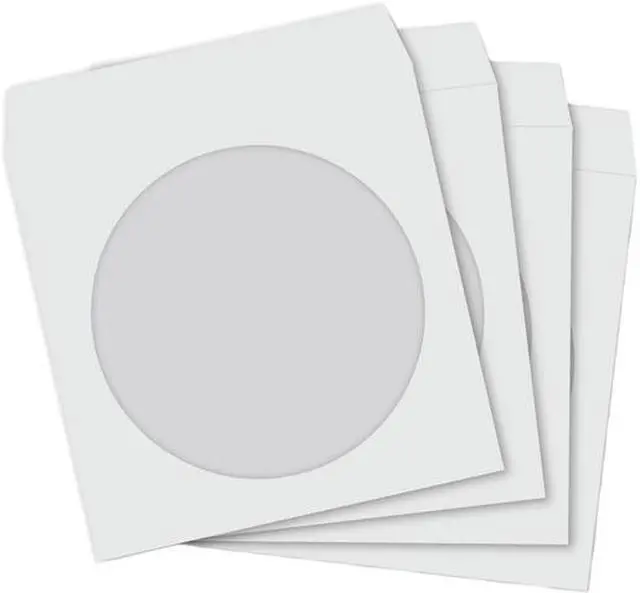 Main image of TekNmotion TM-WS1000 1000 Single CD / DVD Paper Sleeves with Clear Window and Fold-over Flap