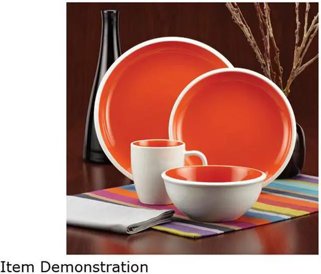 Alt view image 4 of 5 - Rachael Ray Dinnerware Rise Collection 4-Piece Stoneware Dinner Plate Set, Orange,11 inch