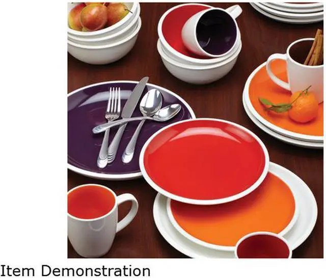 Alt view image 5 of 5 - Rachael Ray Dinnerware Rise Collection 4-Piece Stoneware Dinner Plate Set, Orange,11 inch