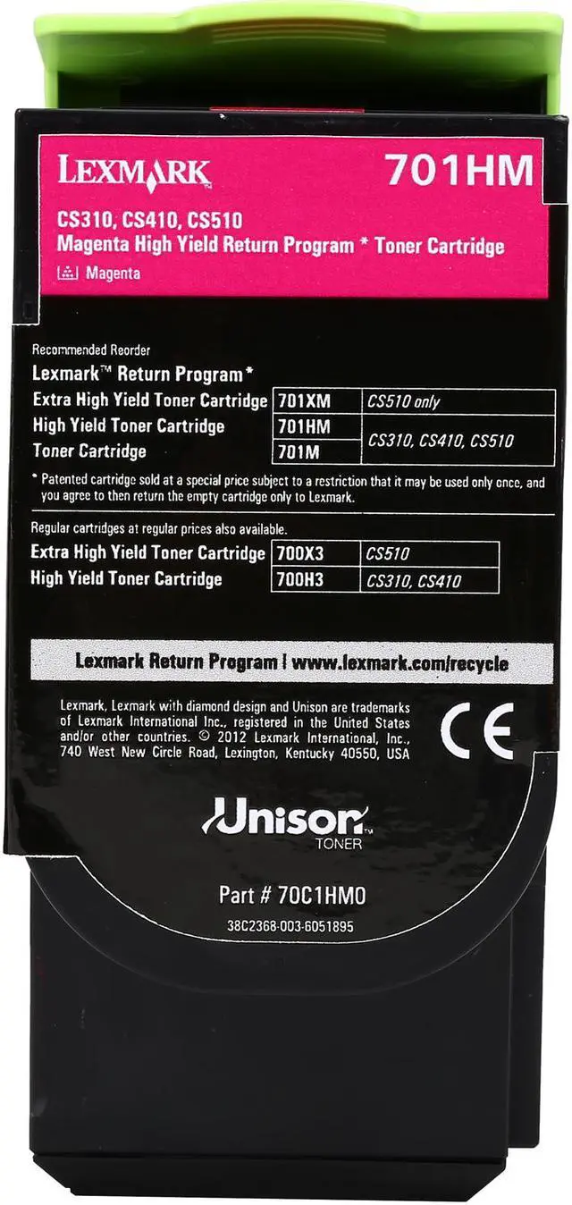 Alt view image 4 of 7 - Lexmark 70C1HM0 High Yield Return Program Toner Cartridge - Magenta