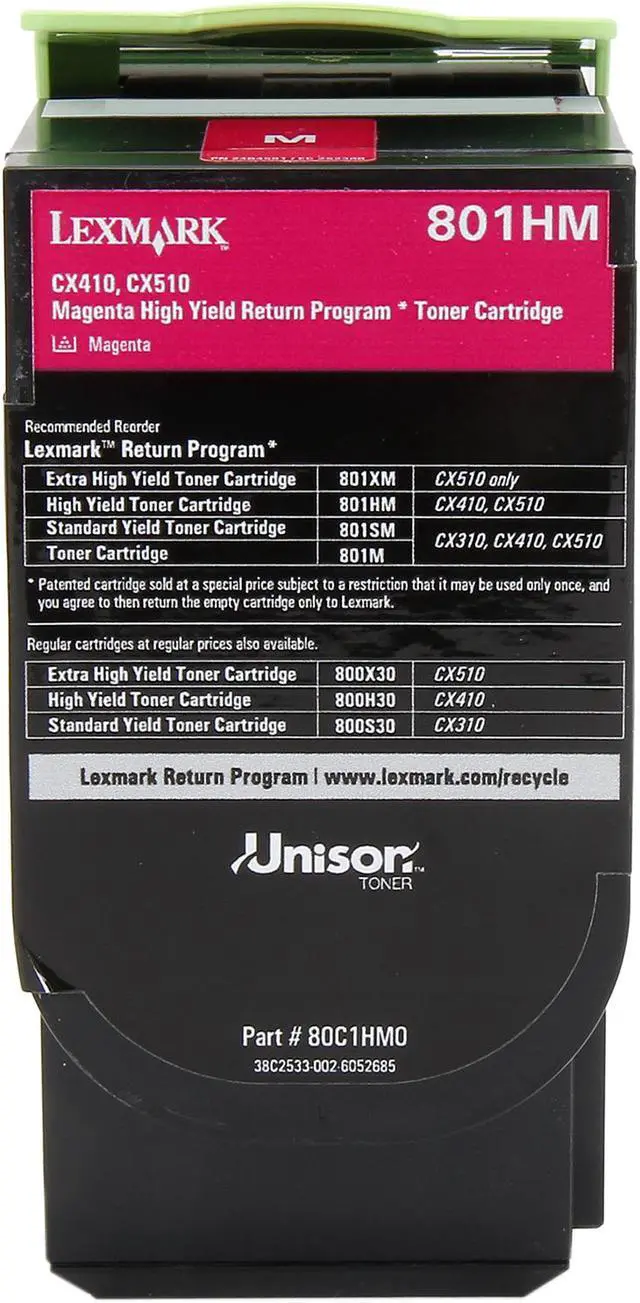 Alt view image 3 of 6 - Lexmark 80C1HM0 High Yield Return Program Toner Cartridge - Magenta