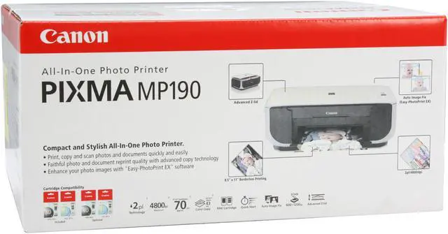 Alt view image 18 of 18 - Canon PIXMA MP190 2910B002 Up to 19 ppm Black Print Speed 4800 x 1200 dpi Color Print Quality USB InkJet MFC / All-In-One Color Printer