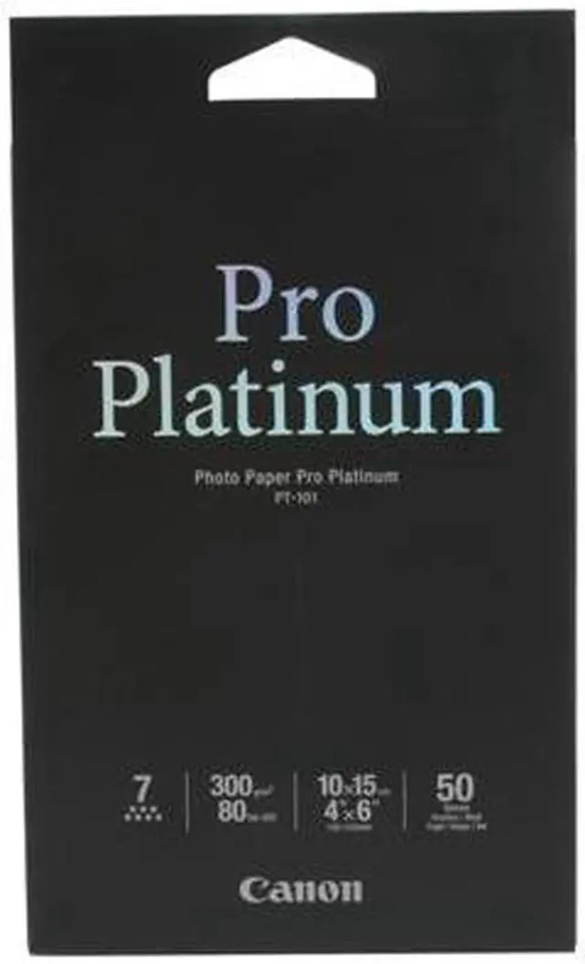 Main image of Canon PT-101 Photo Paper Pro Platinum(2768B014), High Gloss, 4 x 6, 80 lb., White, 50 Sheets/Pack
