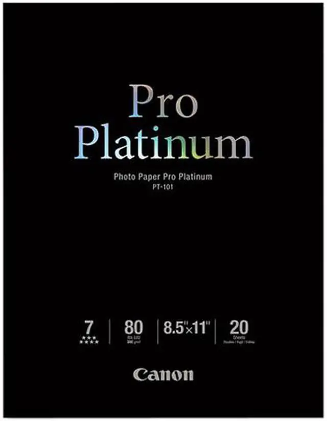 Main image of Canon PT-101 Photo Paper Pro Platinum, High Gloss(2768B022), 8-1/2 x 11, 80 lb., White, 20 Sheets/Pack
