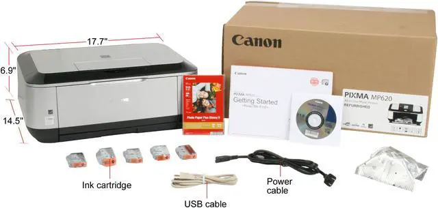 Alt view image 12 of 12 - Canon PIXMA MP620 2921B023AA Up to 26 ppm Black Print Speed 9600 x 2400 dpi Color Print Quality Ethernet (RJ-45) / USB / Wi-Fi InkJet MFC / All-In-One Color Printer