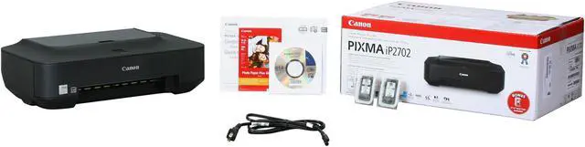 Alt view image 7 of 7 - Canon PIXMA iP series iP2702 Black: Approx. 7.0 ipm Black Print Speed 4800 x 1200 dpi Color Print Quality USB InkJet Photo Color Printer w/ 5 sheets Photo Paper