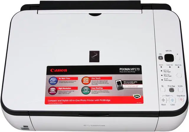 Alt view image 7 of 9 - Canon PIXMA MP270 3744B002 Black ESAT: 8.4 ipm Black Print Speed 4800 x 1200 dpi Color Print Quality USB InkJet MFC / All-In-One Color Printer
