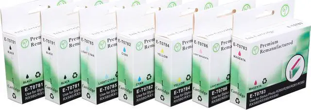 Main image of Green Project E-T0787(7pk) Ink Cartridge, Replacement for Epson, 340 Page Yield; Black, Cyan, Light Cyan, Yellow, Magenta, Light Magenta