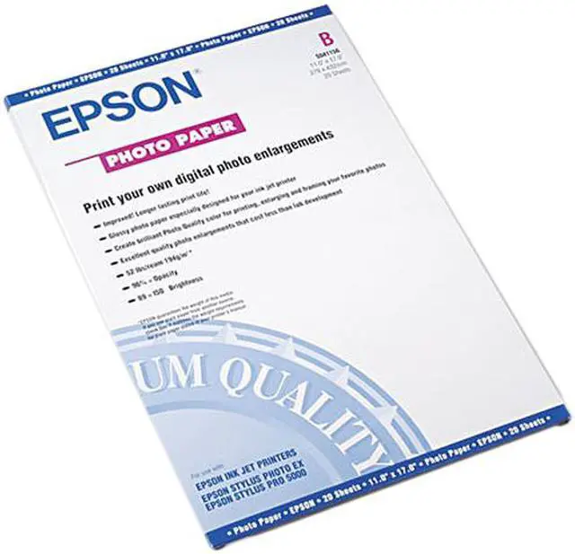 Main image of EPSON S041156 Glossy Photo Paper, 60 lbs., Glossy, 11 x 17, 20 Sheets/Pack