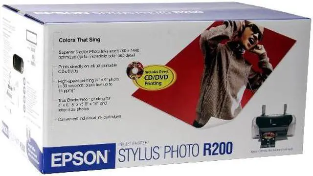 Alt view image 11 of 11 - EPSON Stylus Photo R200 C11C546011 15 ppm Black Print Speed 5760 x 1440 dpi Color Print Quality USB Advanced Micro Piezo InkJet Photo Color Printer