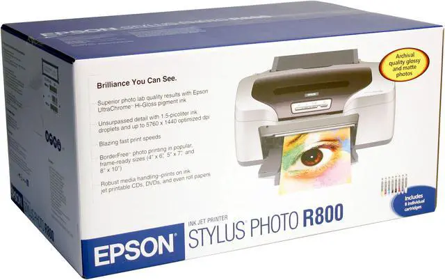 Alt view image 7 of 7 - EPSON Stylus Photo R800 C11C550011 17 ppm 5760 x 1440 dpi InkJet Photo Color Printer