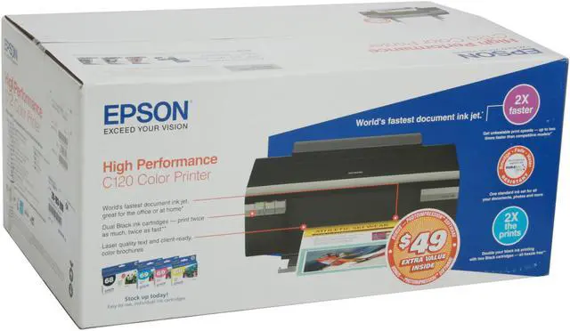 Alt view image 14 of 14 - EPSON Stylus C120 C11C687201 up to 37 ppm Black Print Speed 5760 x 1440 optimized dpi Color Print Quality USB InkJet Personal Color Printer
