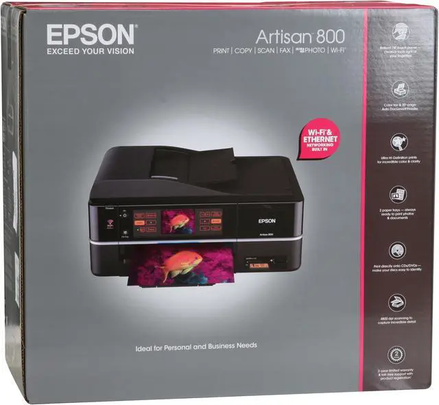 Alt view image 19 of 19 - EPSON Artisan 800 C11CA29201 Up to 38 ppm Black Print Speed 5760 x 1440 dpi Color Print Quality Ethernet (RJ-45) / USB / Wi-Fi InkJet MFC / All-In-One Color Printer