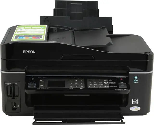 Alt view image 8 of 19 - EPSON WorkForce 600 Up to 38 ppm Black Print Speed 5760 x 1440 dpi Color Print Quality Ethernet (RJ-45) / USB / Wi-Fi InkJet MFC / All-In-One Color Printer