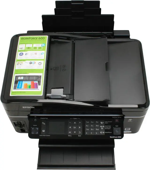 Alt view image 10 of 19 - EPSON WorkForce 600 Up to 38 ppm Black Print Speed 5760 x 1440 dpi Color Print Quality Ethernet (RJ-45) / USB / Wi-Fi InkJet MFC / All-In-One Color Printer