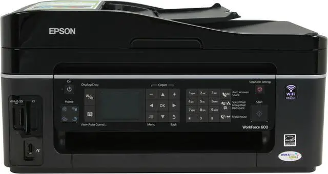 Alt view image 13 of 19 - EPSON WorkForce 600 Up to 38 ppm Black Print Speed 5760 x 1440 dpi Color Print Quality Ethernet (RJ-45) / USB / Wi-Fi InkJet MFC / All-In-One Color Printer