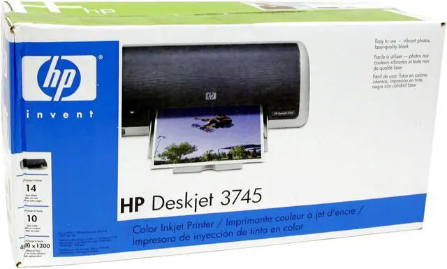 Alt view image 10 of 10 - HP Deskjet 3745 C9025A Up to 14 ppm Black Print Speed 4800 x 1200 dpi Color Print Quality USB InkJet Personal Color Printer