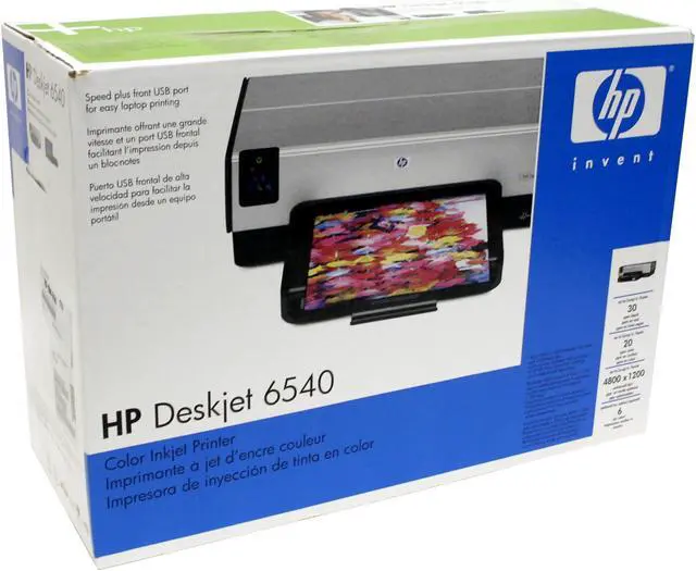 Alt view image 10 of 10 - HP Deskjet 6540 C8963A 30 ppm Black Print Speed 4800 x 1200 dpi Color Print Quality Ethernet (RJ-45) / USB InkJet Personal Color Printer