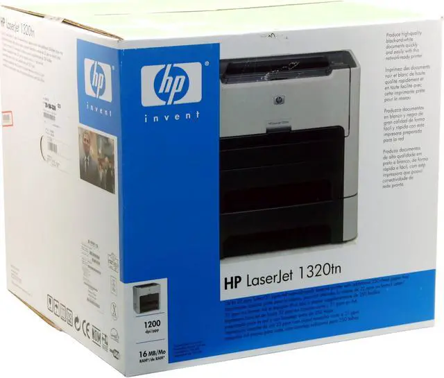 Alt view image 8 of 8 - HP LaserJet 1320tn Q5930A Workgroup Up to 22 ppm Monochrome Ethernet (RJ-45) / USB Laser Printer